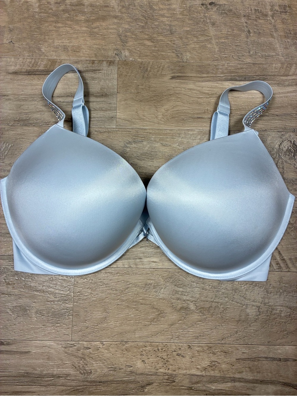 Victoria Secret Satin Bombshell Push Up Logo Rhinestone Strap Sparkle